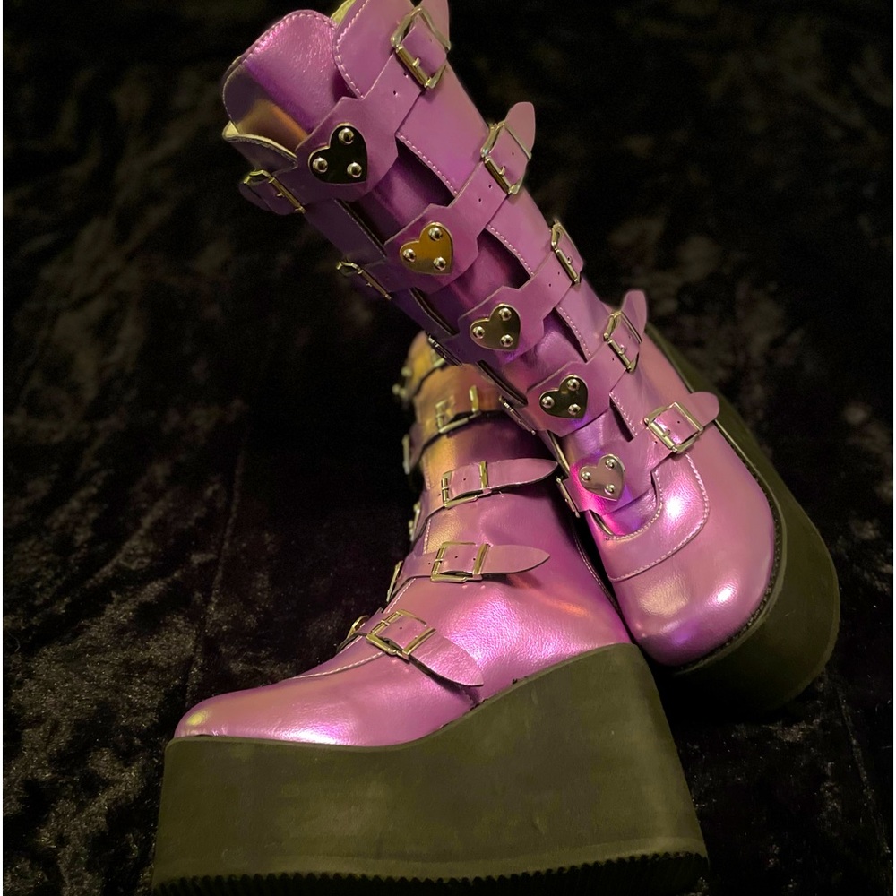 Metallic Purple Platform Boots